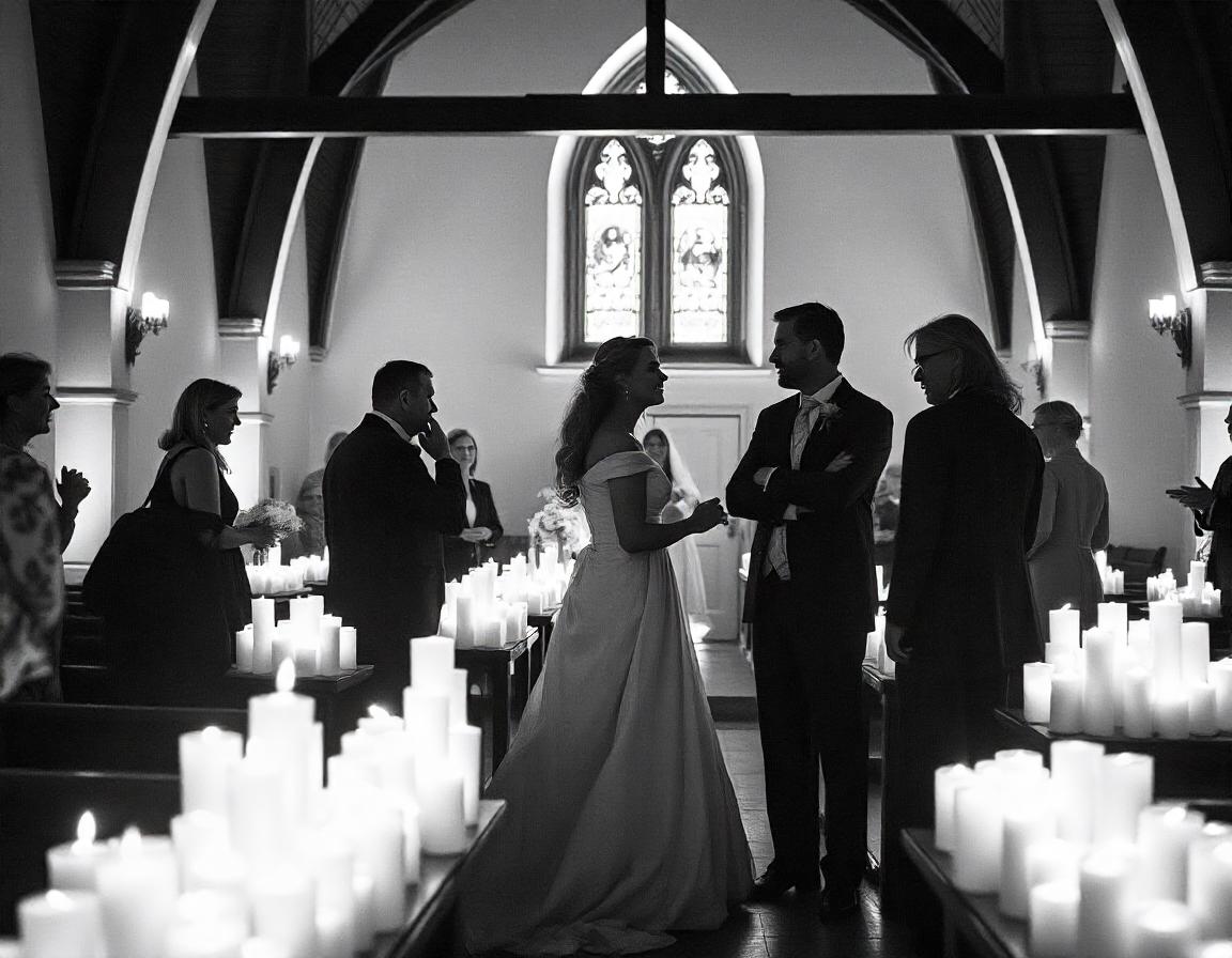 Candlelit wedding aisle using flameless candle hire in Toowoomba